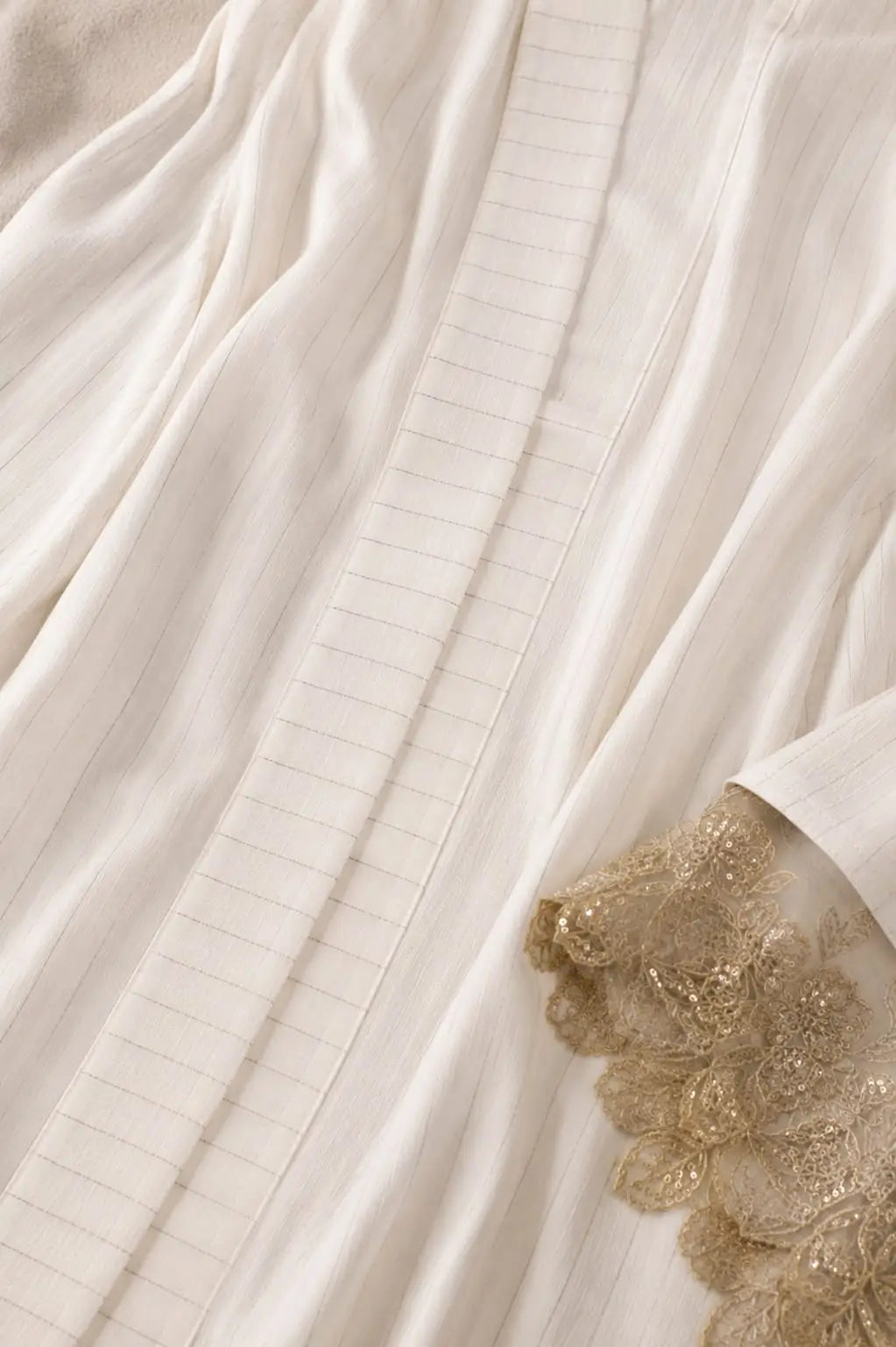 Premium White Abaya with Golden Details