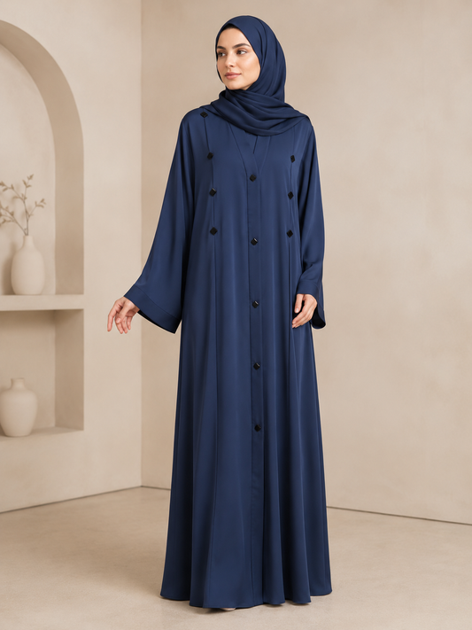 Luxury Buttons Abaya | Triple Line Design | Umme Aiman