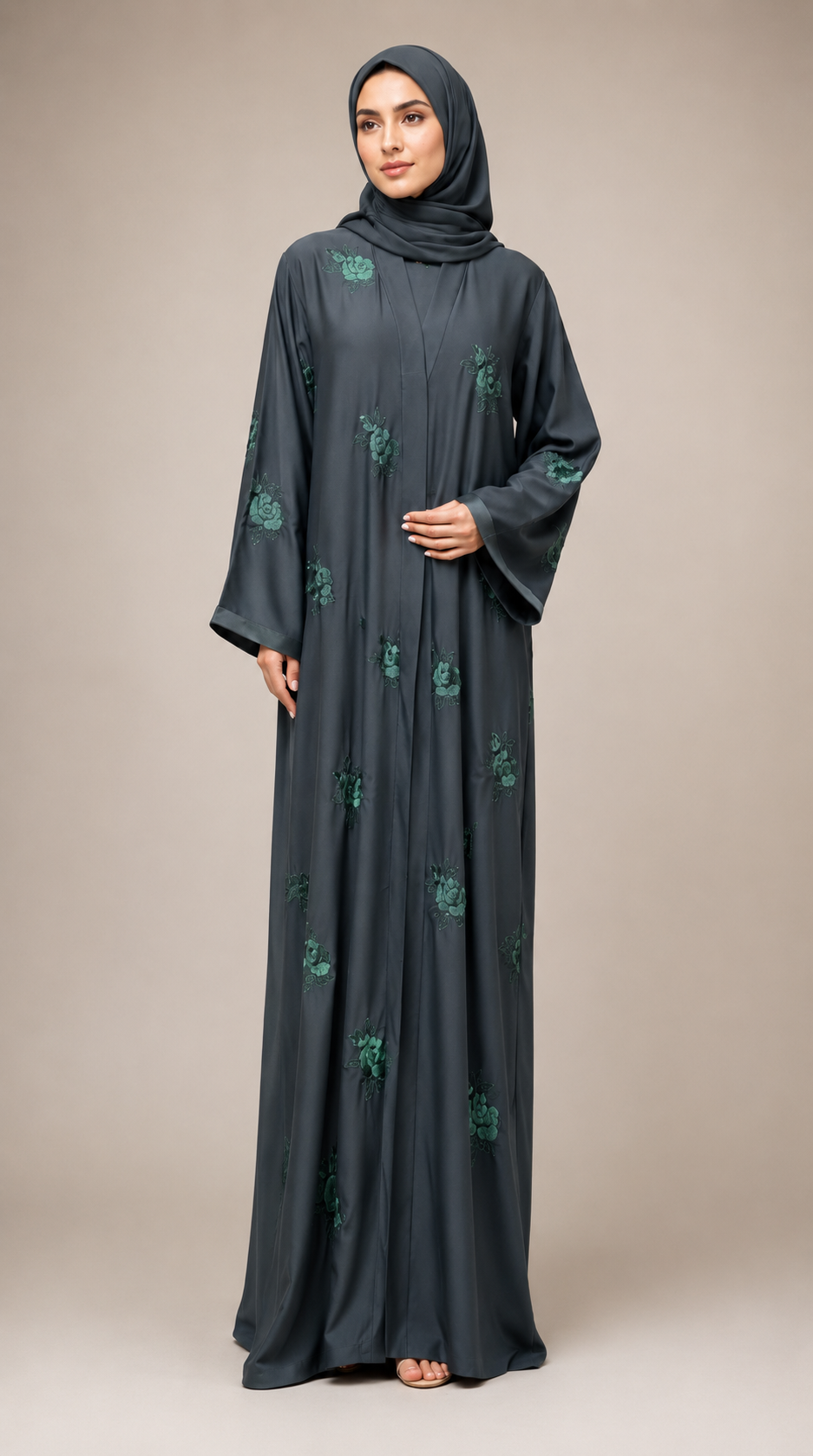 Elegant Flower Embroidery Abaya for Women