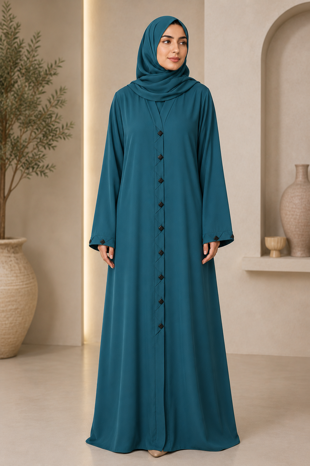 Black Button Down Abaya | Classic Islamic Wear for Women