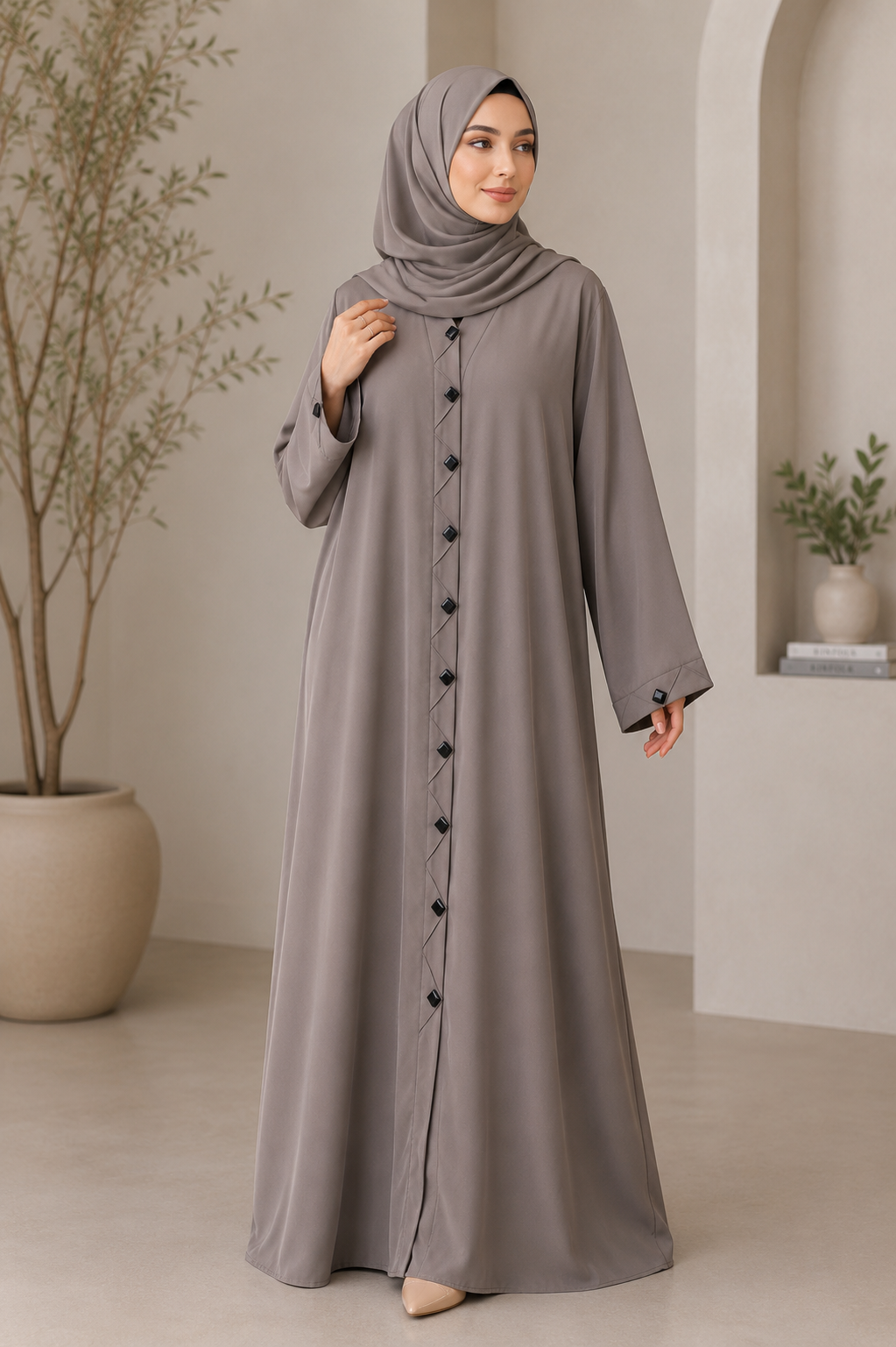 Black Button Down Abaya | Classic Islamic Wear for Women