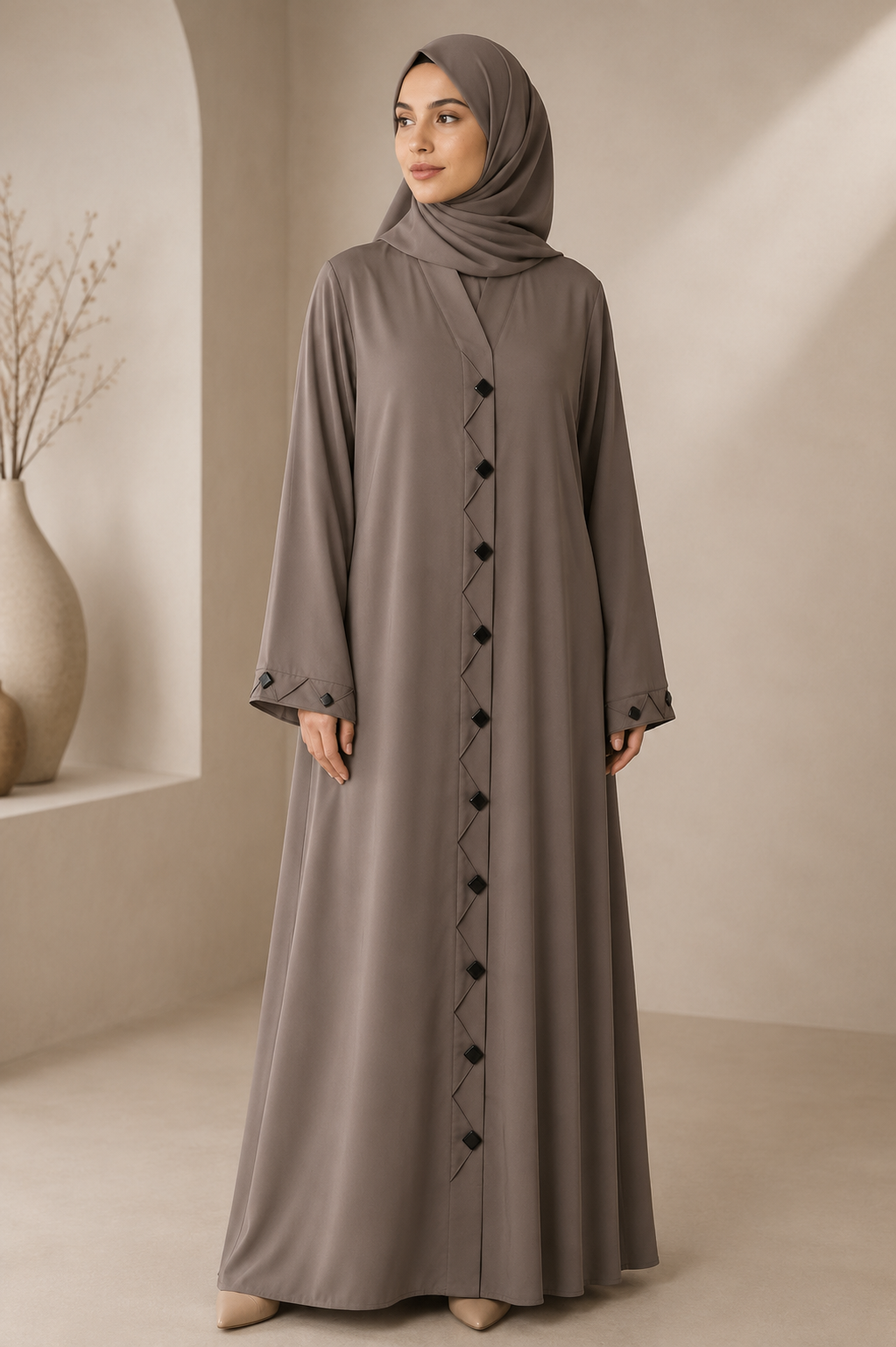 Black Button Down Abaya | Classic Islamic Wear for Women