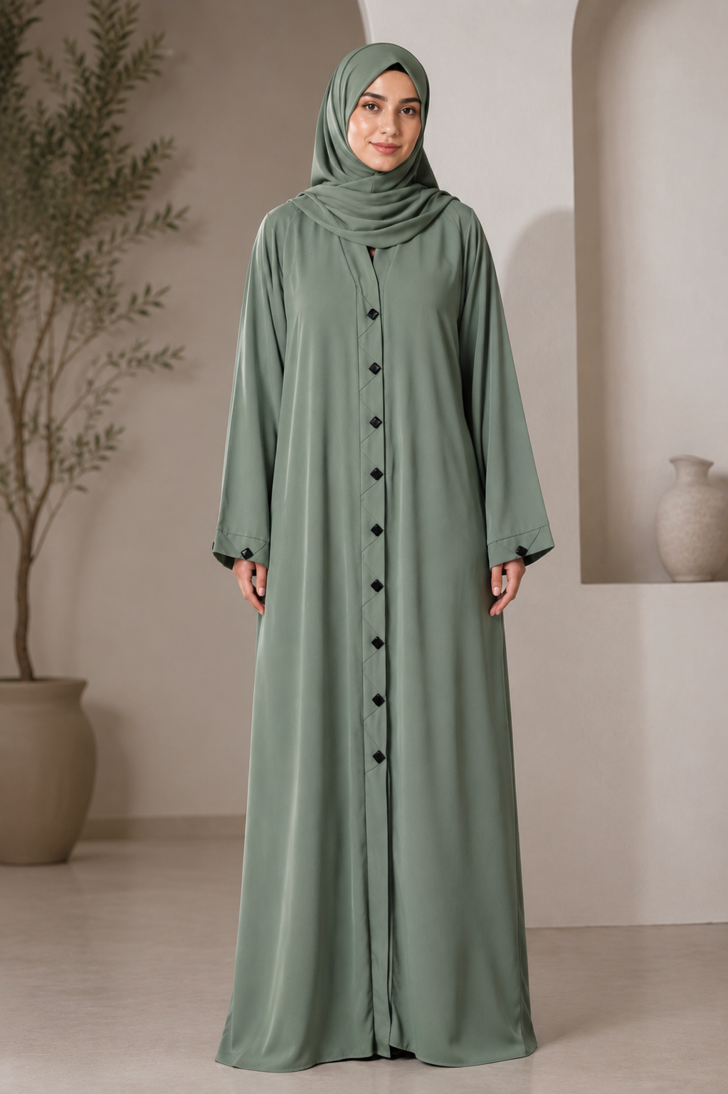 Black Button Down Abaya | Classic Islamic Wear for Women