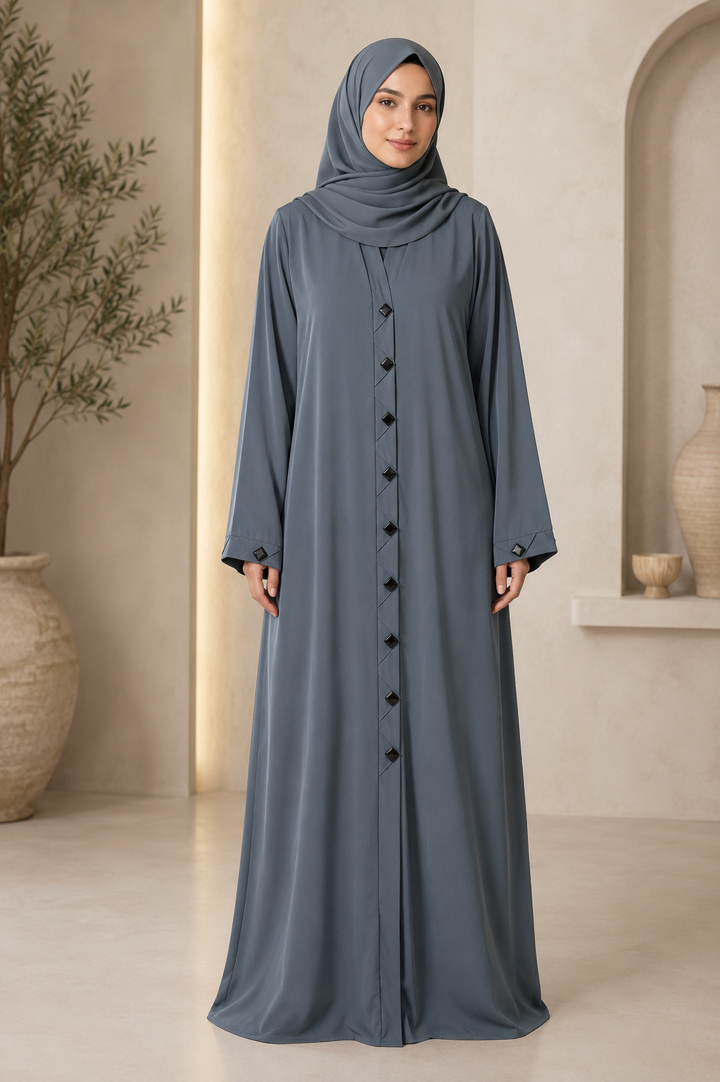 Black Button Down Abaya | Classic Islamic Wear for Women