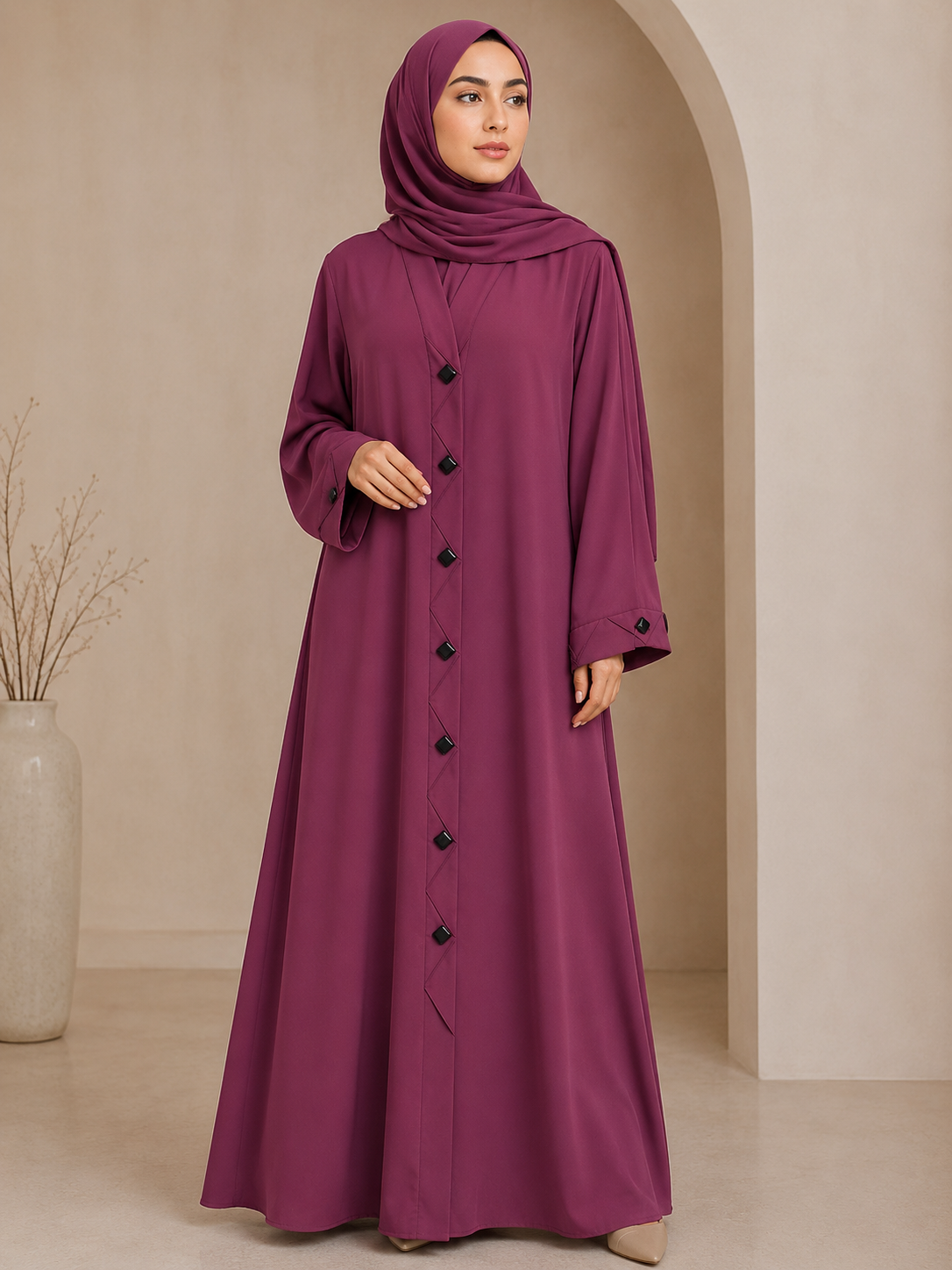 Black Button Down Abaya | Classic Islamic Wear for Women