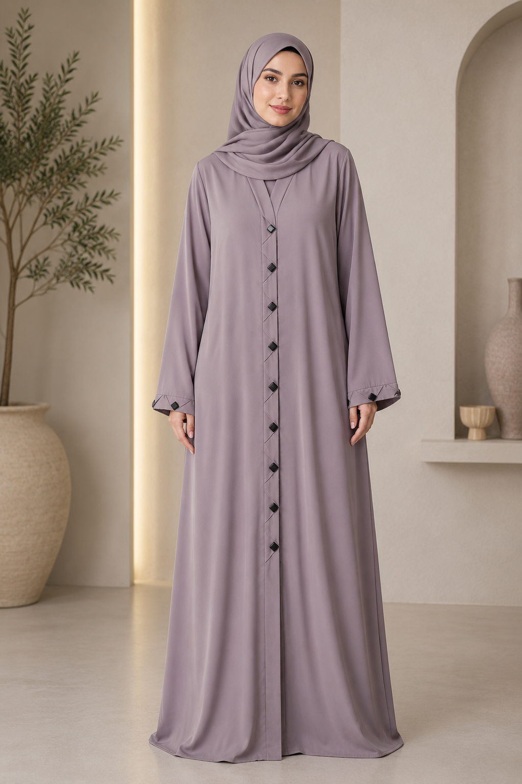 Black Button Down Abaya | Classic Islamic Wear for Women