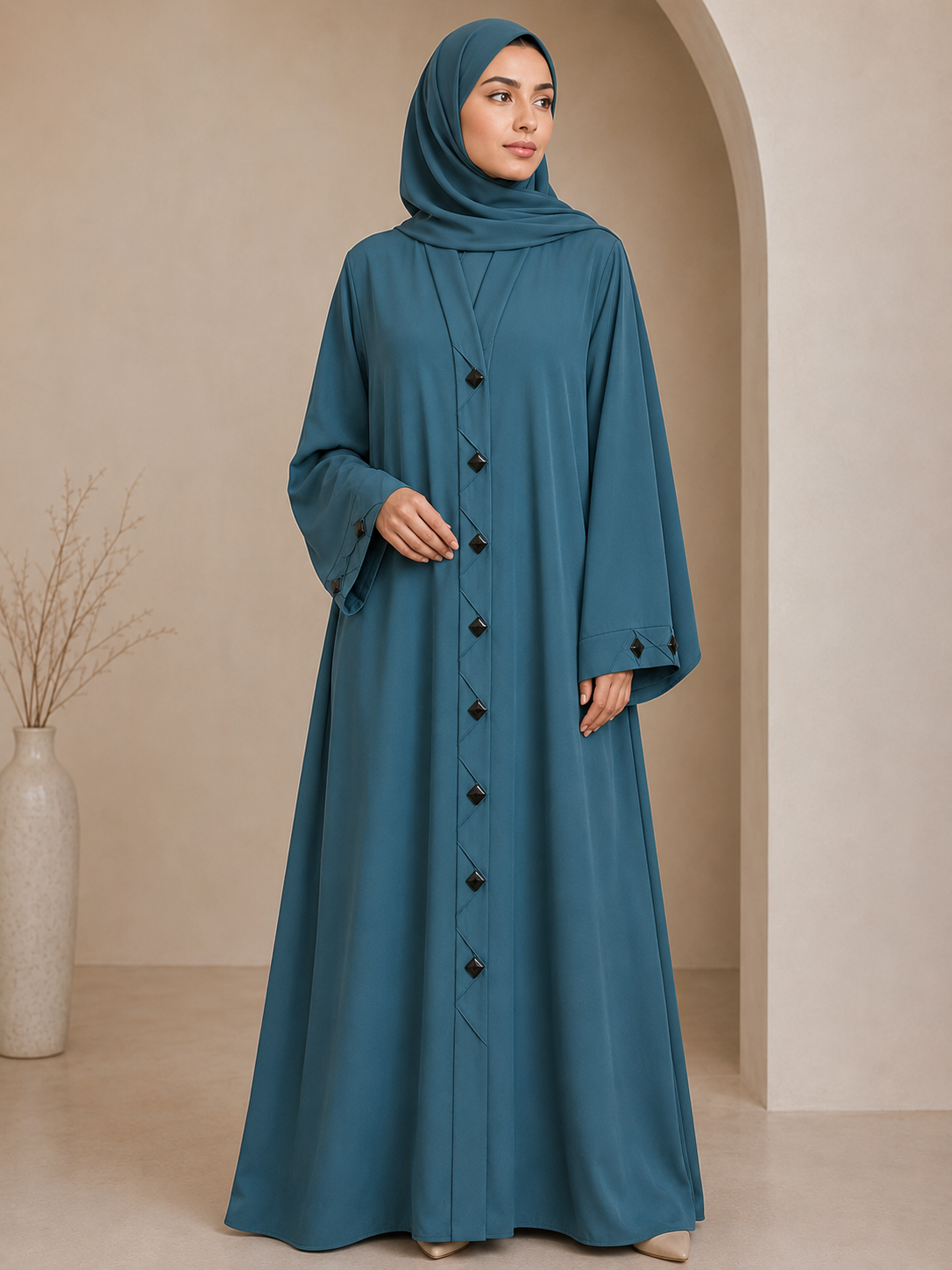 Black Button Down Abaya | Classic Islamic Wear for Women