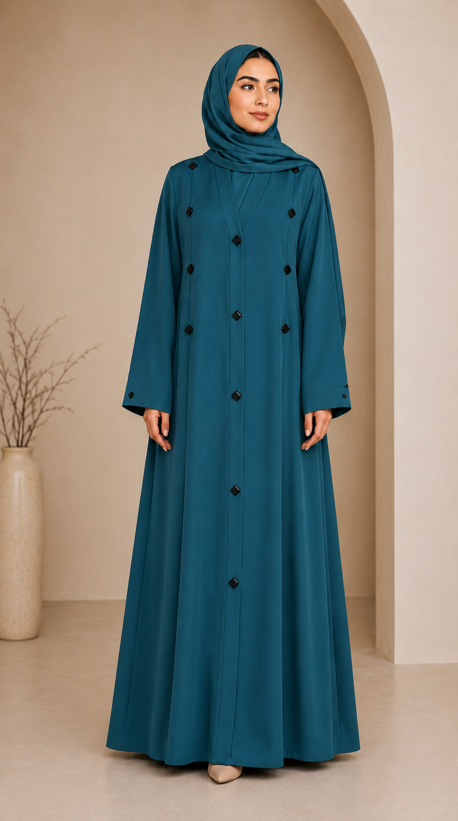 Luxury Buttons Abaya | Triple Line Design | Umme Aiman