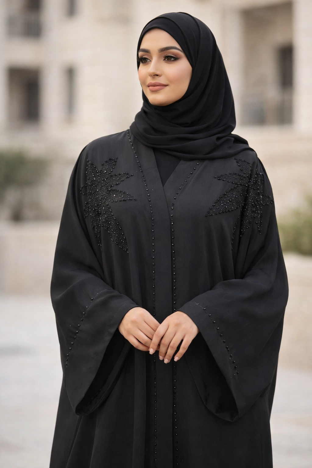 Elegant beadwork abaya
