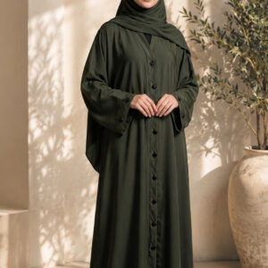 Black Button Down Abaya | Classic Islamic Wear for Women